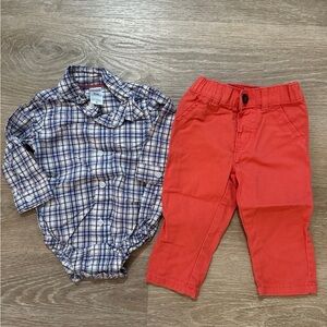 Carter’s 9m Plaid Baby Bodysuit with Coral Pants